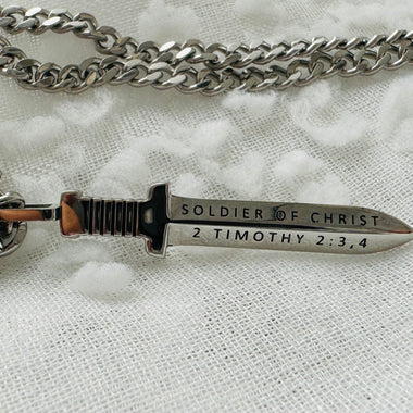 Cadena para caballero “Endure Hardness, as a Good Soldier”