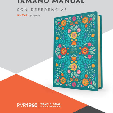 RVR 1960 Biblia letra grande tamaño manual, floreada, símil piel (edición 2023)