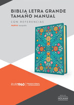 RVR 1960 Biblia letra grande tamaño manual, floreada, símil piel (edición 2023)