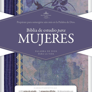 RVR 1960 Biblia de Estudio para Mujeres, azul floreado tela impresa