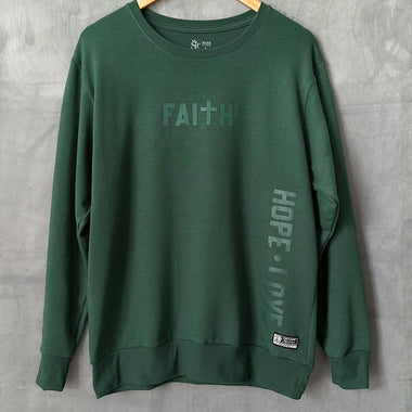 Sweater Unisex Verde - Faith, Hope, Love